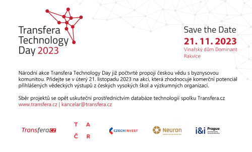 Přihlaste svůj projekt na IV. ročník Transfera Technology Day